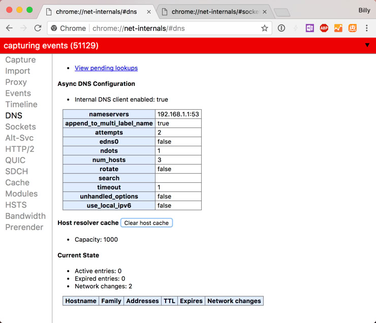 Очистить dns кэш chrome