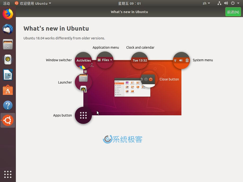 Ubuntu 18.04 LTS 欢迎屏幕