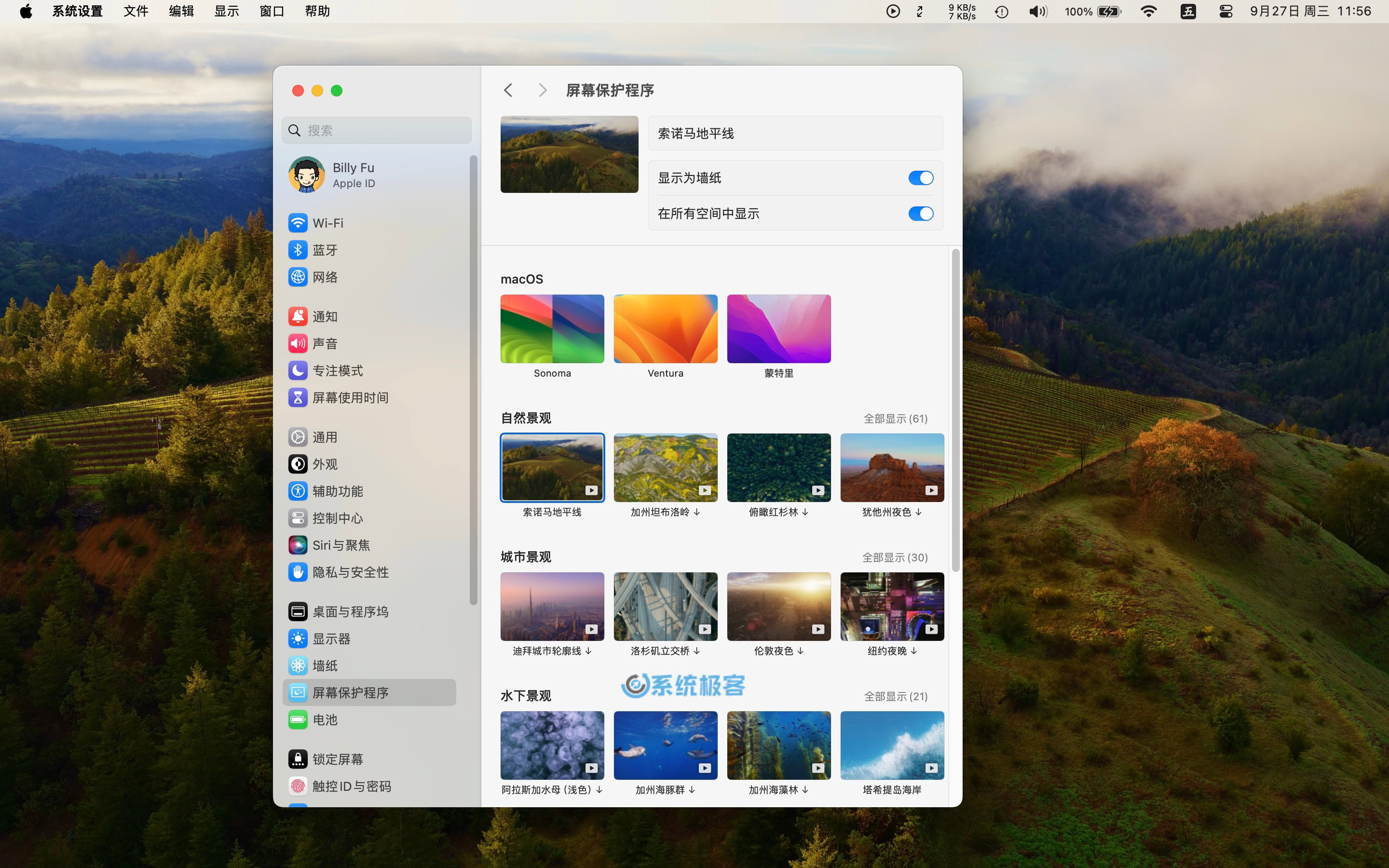 设置 macOS Sonoma 视频屏幕保护程序