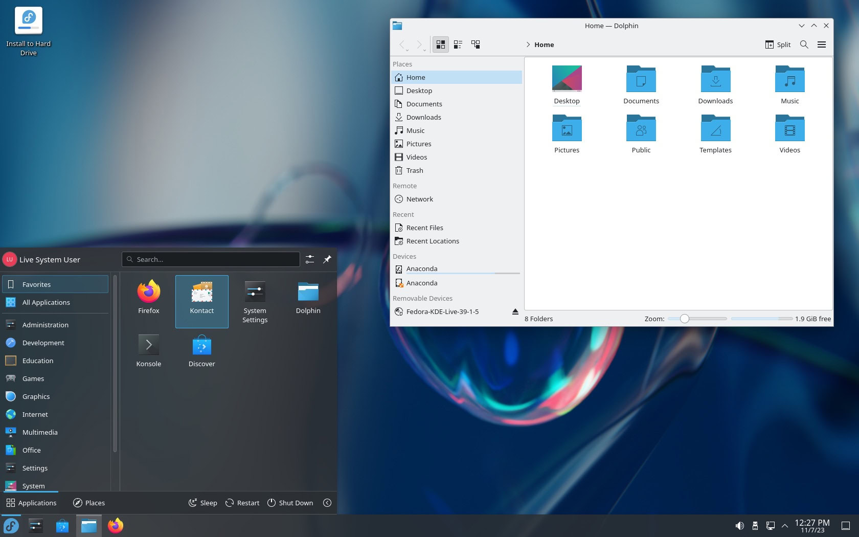 Fedora KDE Plasma 39 桌面环境