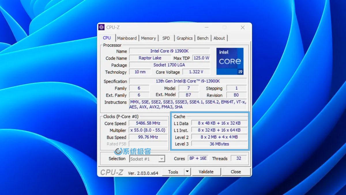 CPU-Z：Intel Core i9-13900K