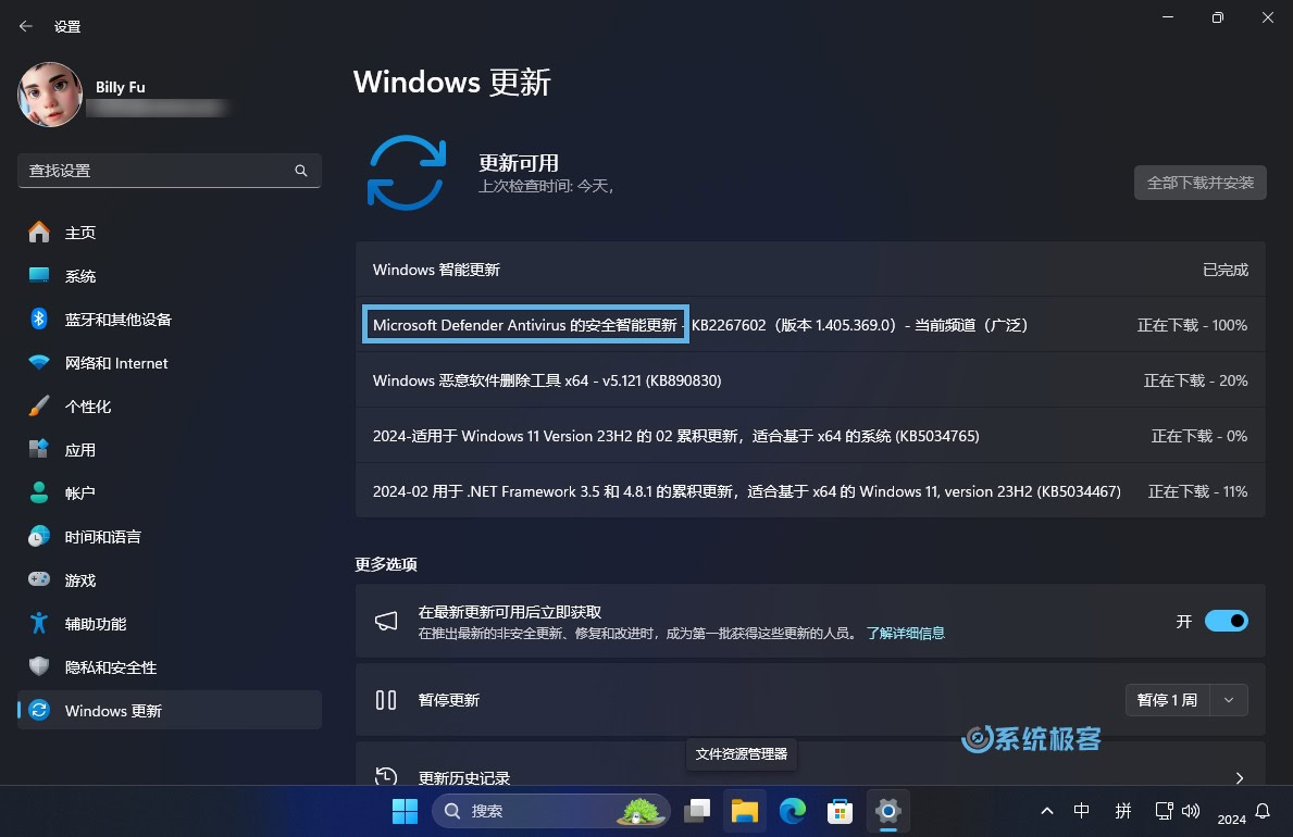 Windows 11 设置：Windows 更新