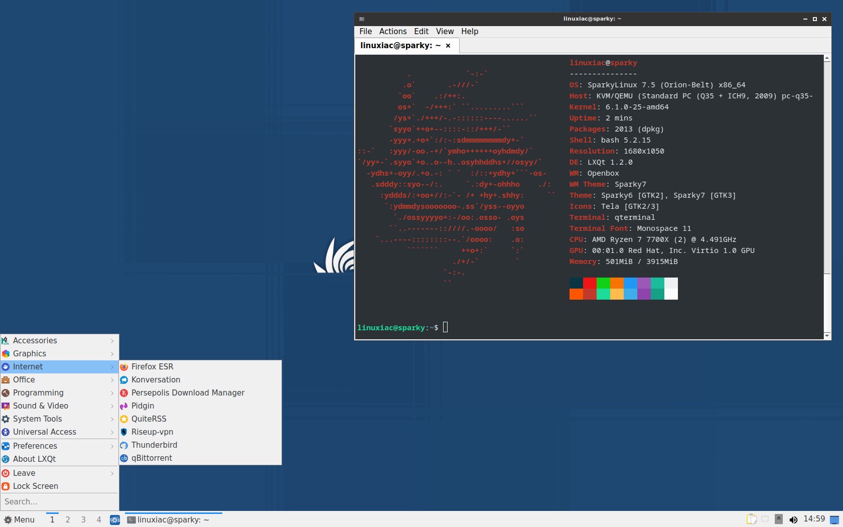 Sparky Linux 7.5：LXQt 1.2 桌面环境