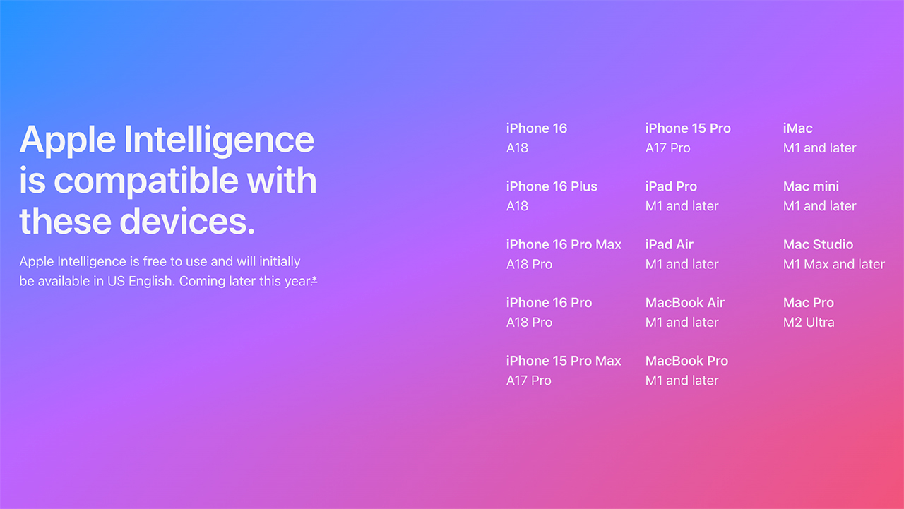 Apple Intelligence 支持的设备