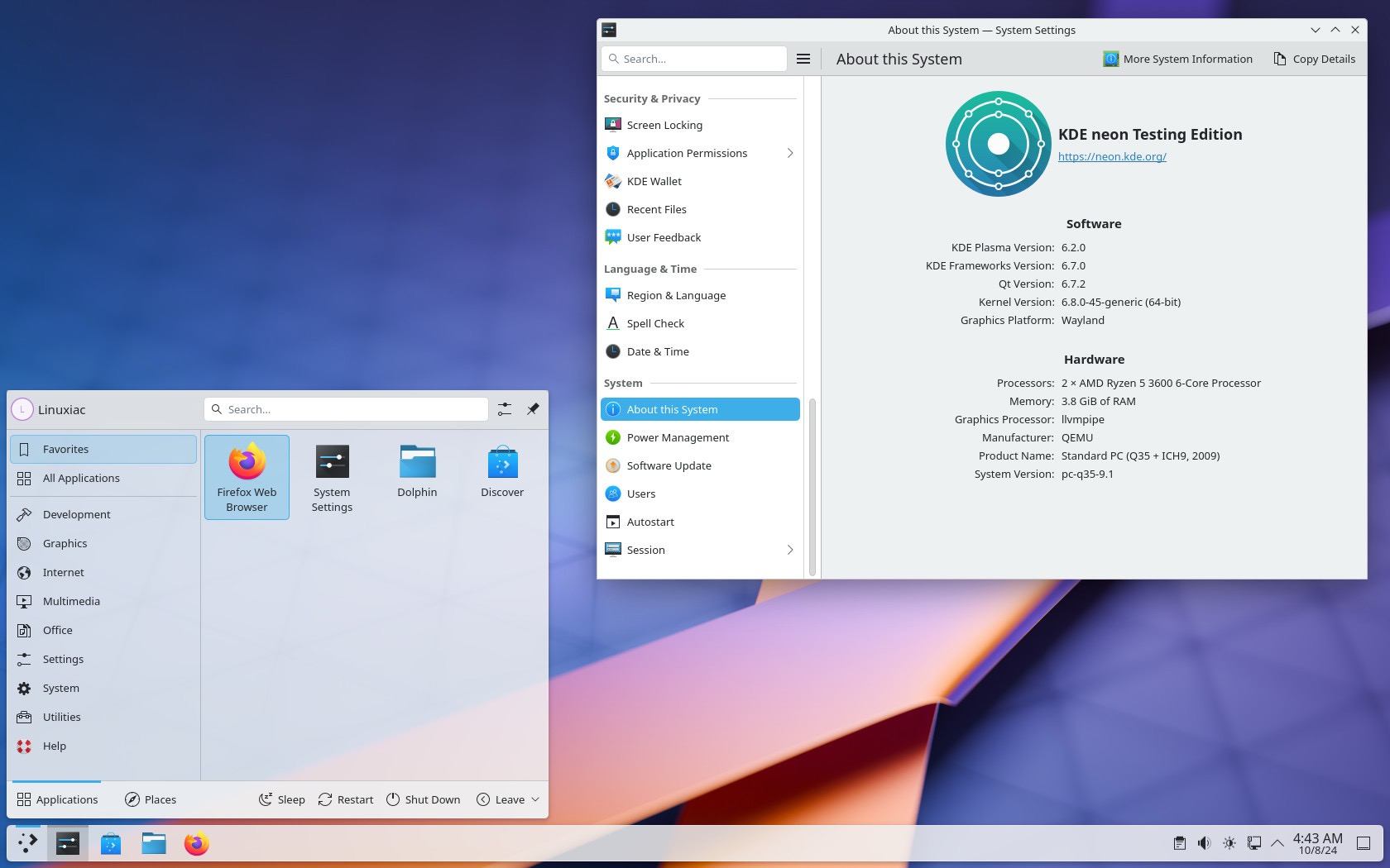 KDE Plasma 6.2 桌面