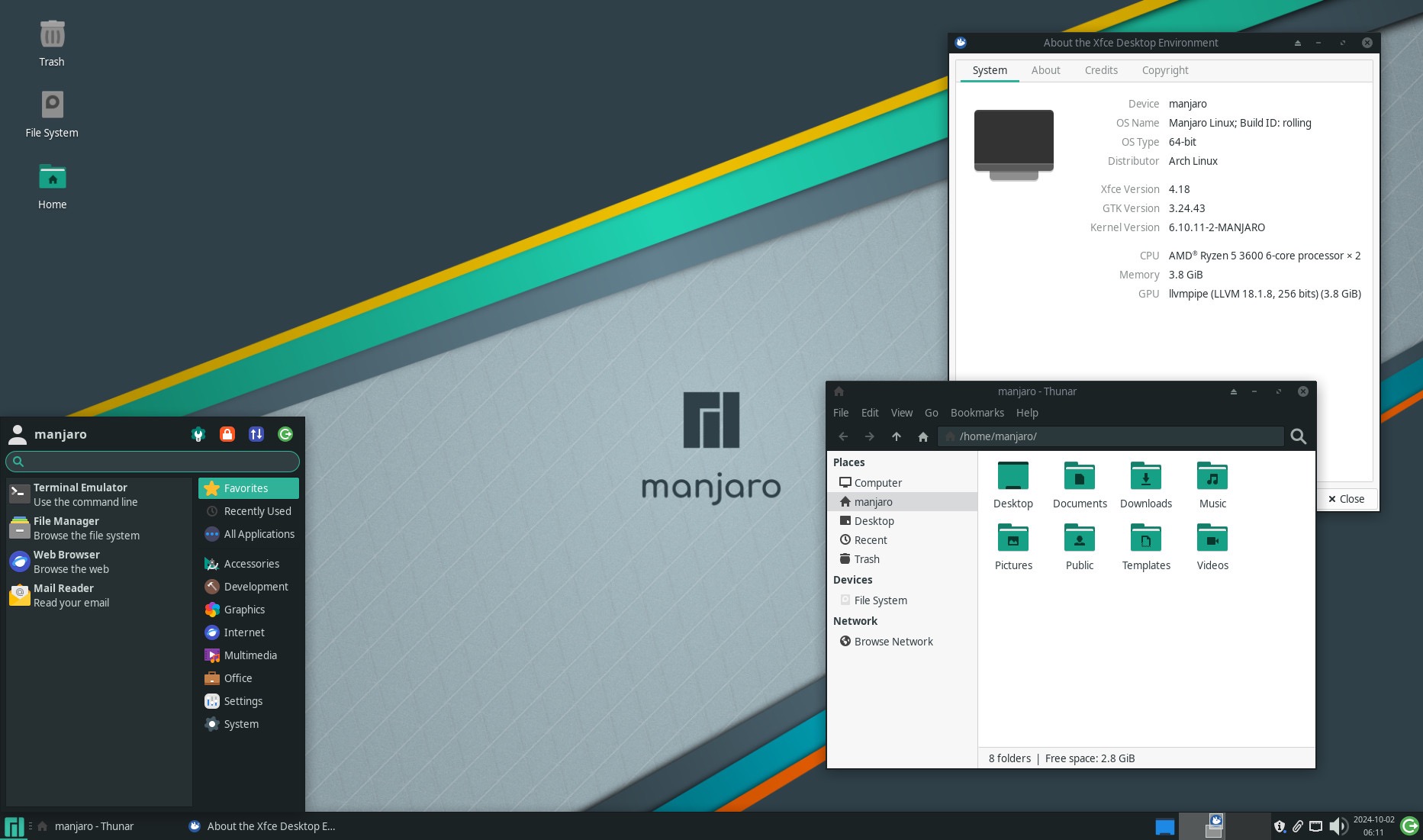 Manjaro Linux 24.1：XFCE 版本