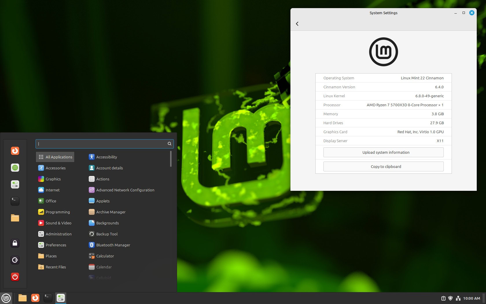 Linux Mint 22 Cinnamon 6.4.0