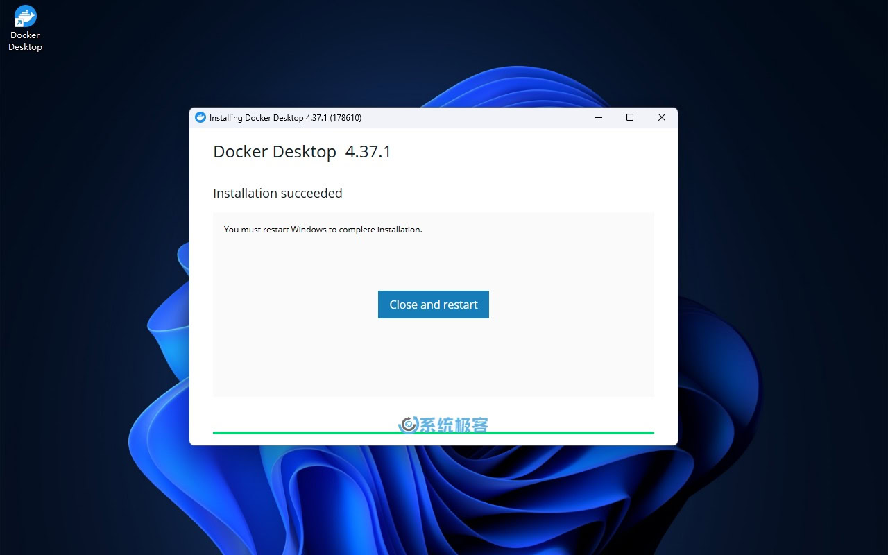 安装 Docker Desktop 后重启计算机