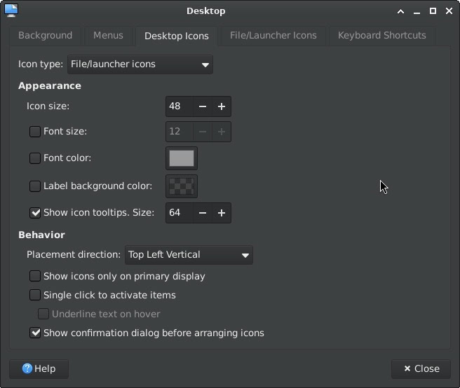 Xfce 4.20 桌面图标设置