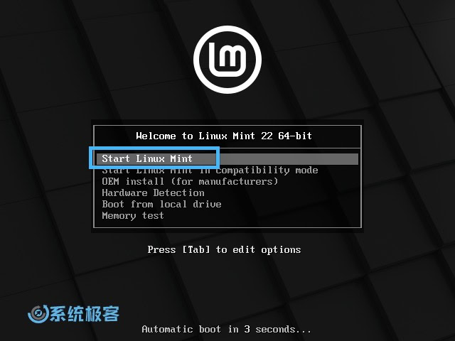 选择「Start Linux Mint」