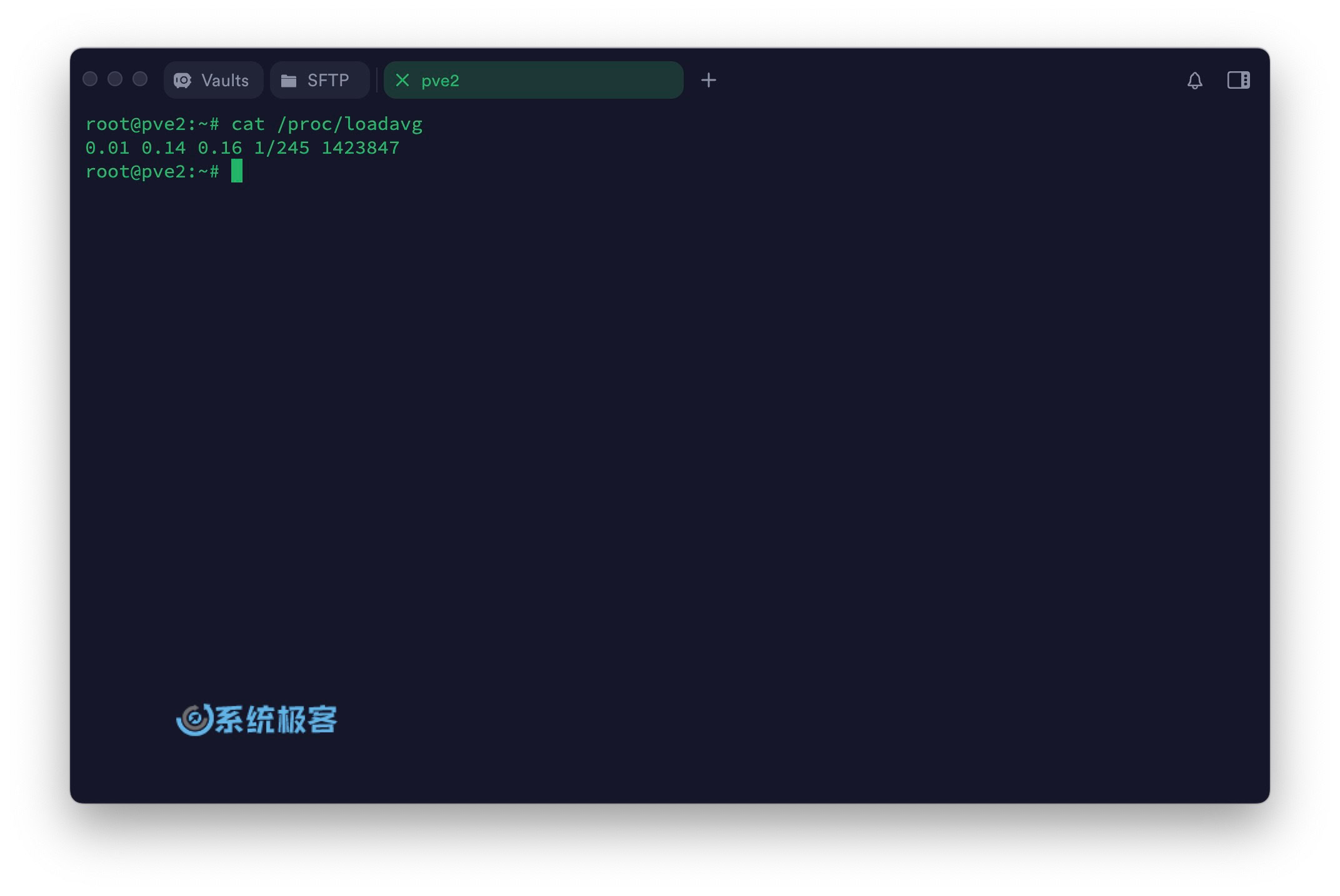 使用 cat /proc/loadavg 命令查看 CPU 负载