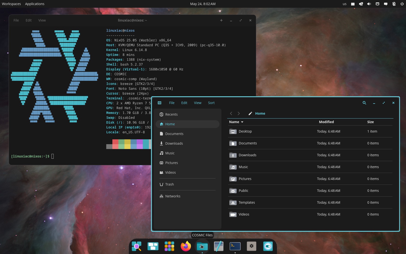 NixOS 25.05 COSMIC 桌面环境