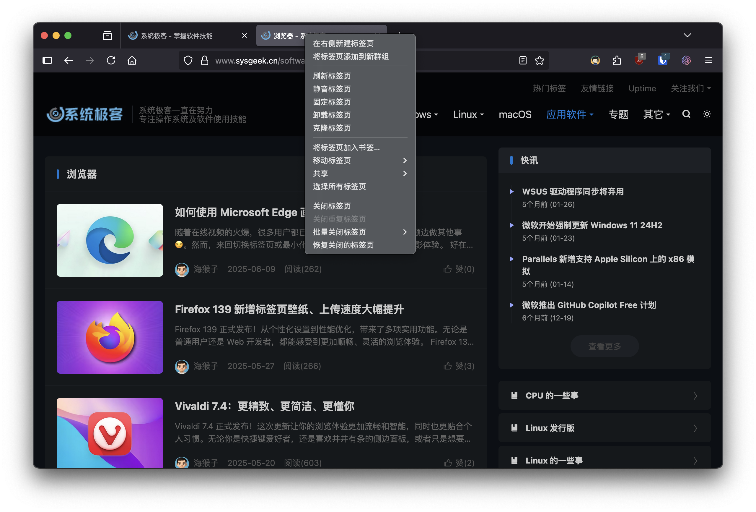 Firefox 卸载标签页功能