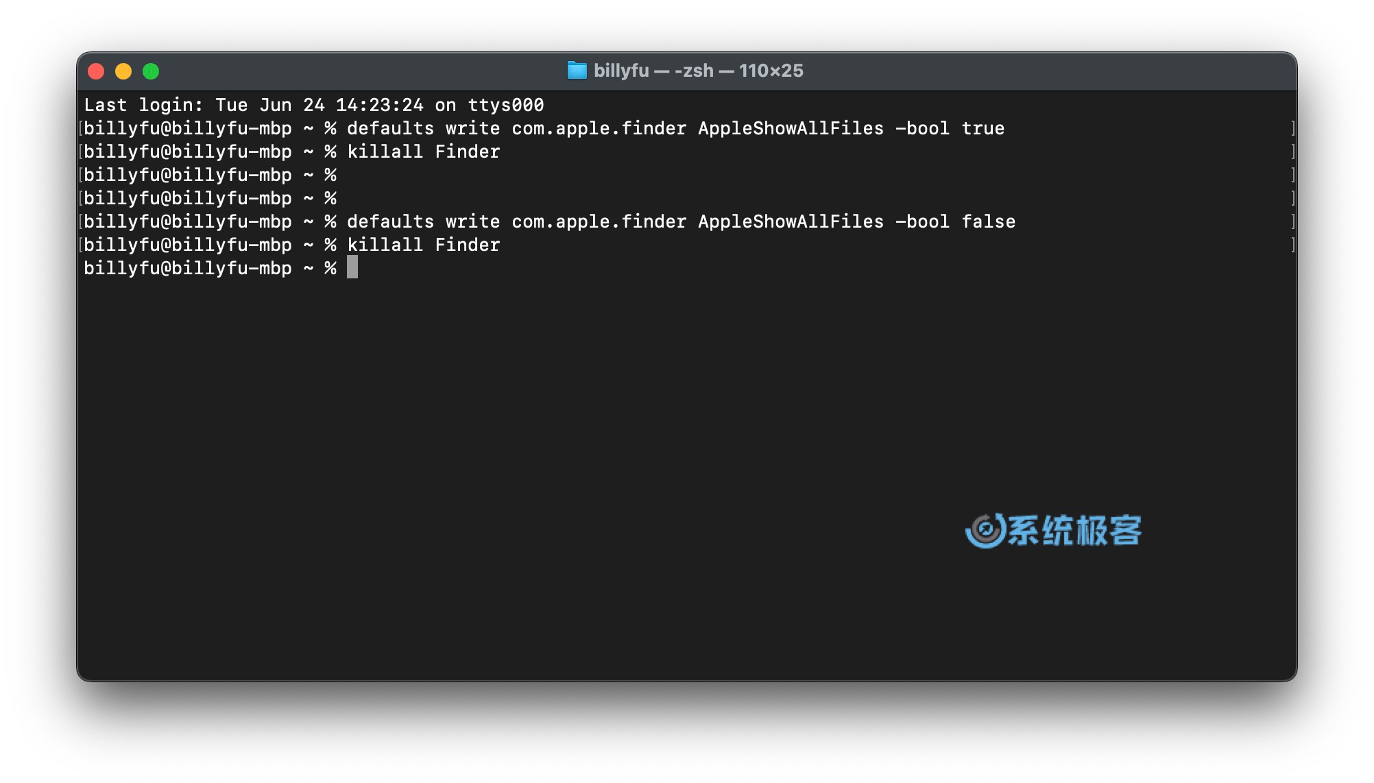 使用「终端」命令显示 Mac 隐藏文件