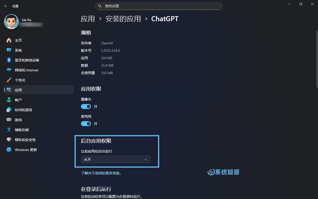 禁止 Windows 11 应用后台运行权限