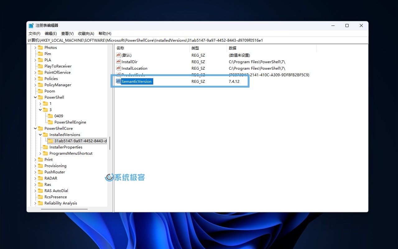 查看 SemanticVersion 字符串值