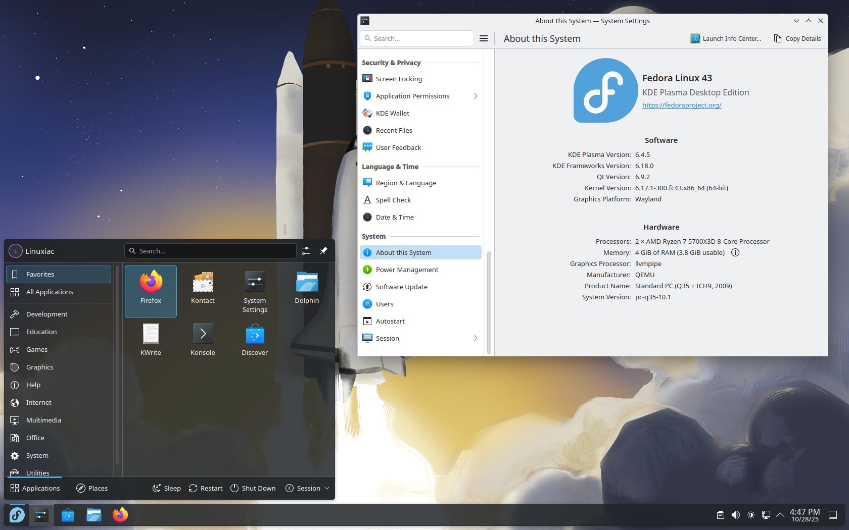 Fedora Workstation 43 KDE
