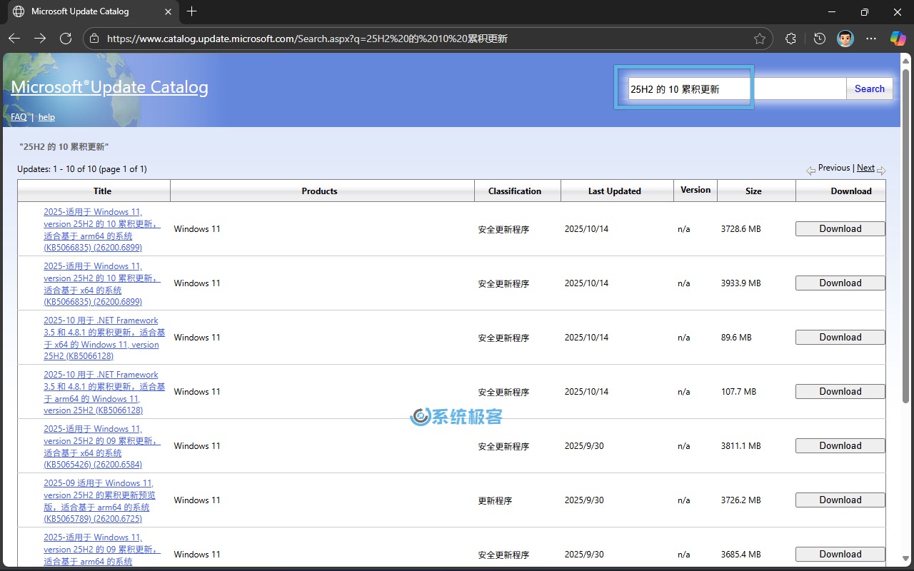 从 Microsoft Update Catalog 下载 Windows 更新