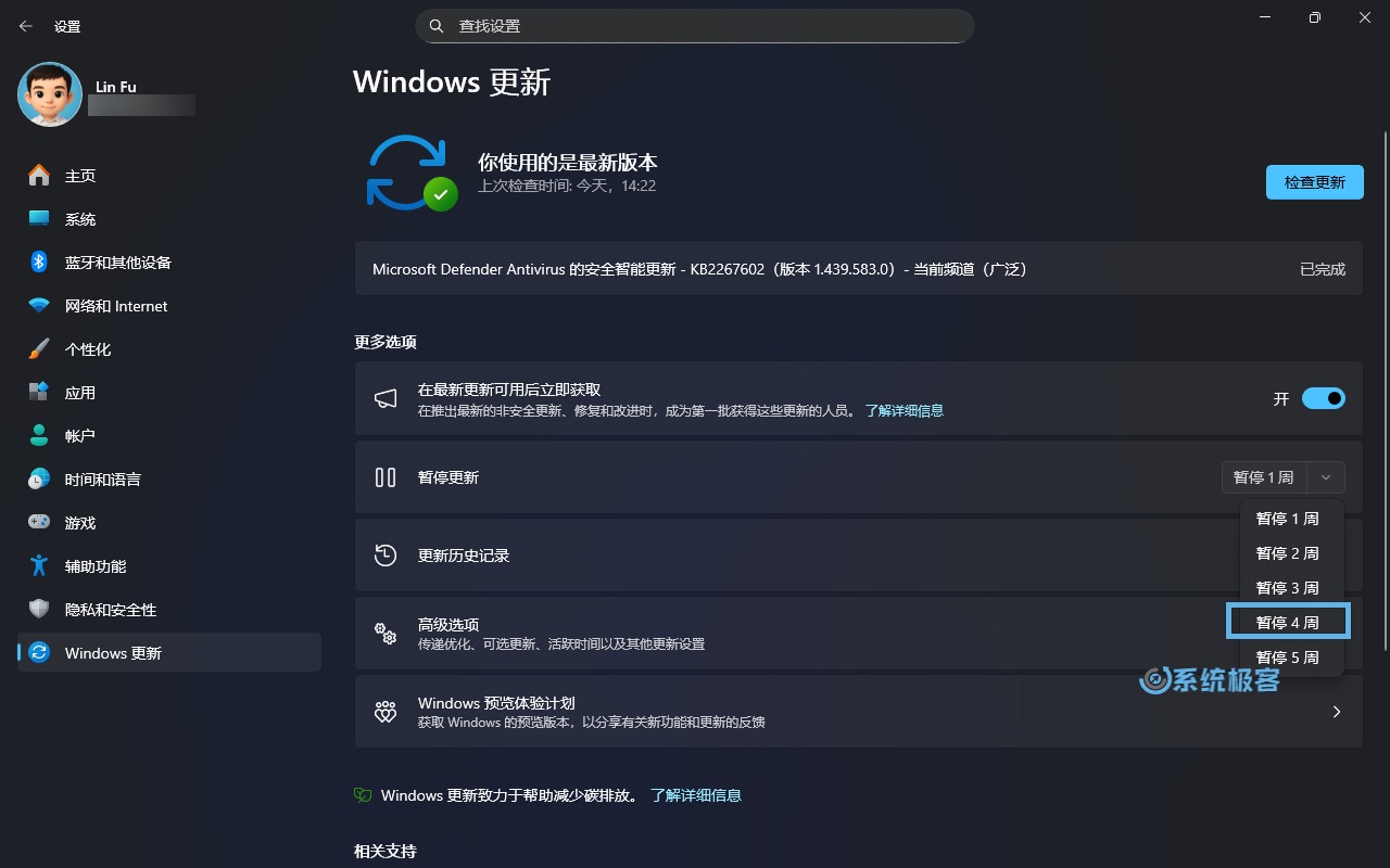 临时暂停 Windows 更新