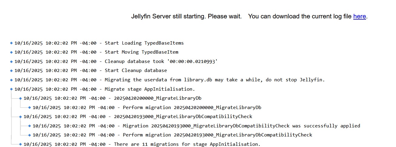 Jellyfin 10.11 启动界面与日志查看器