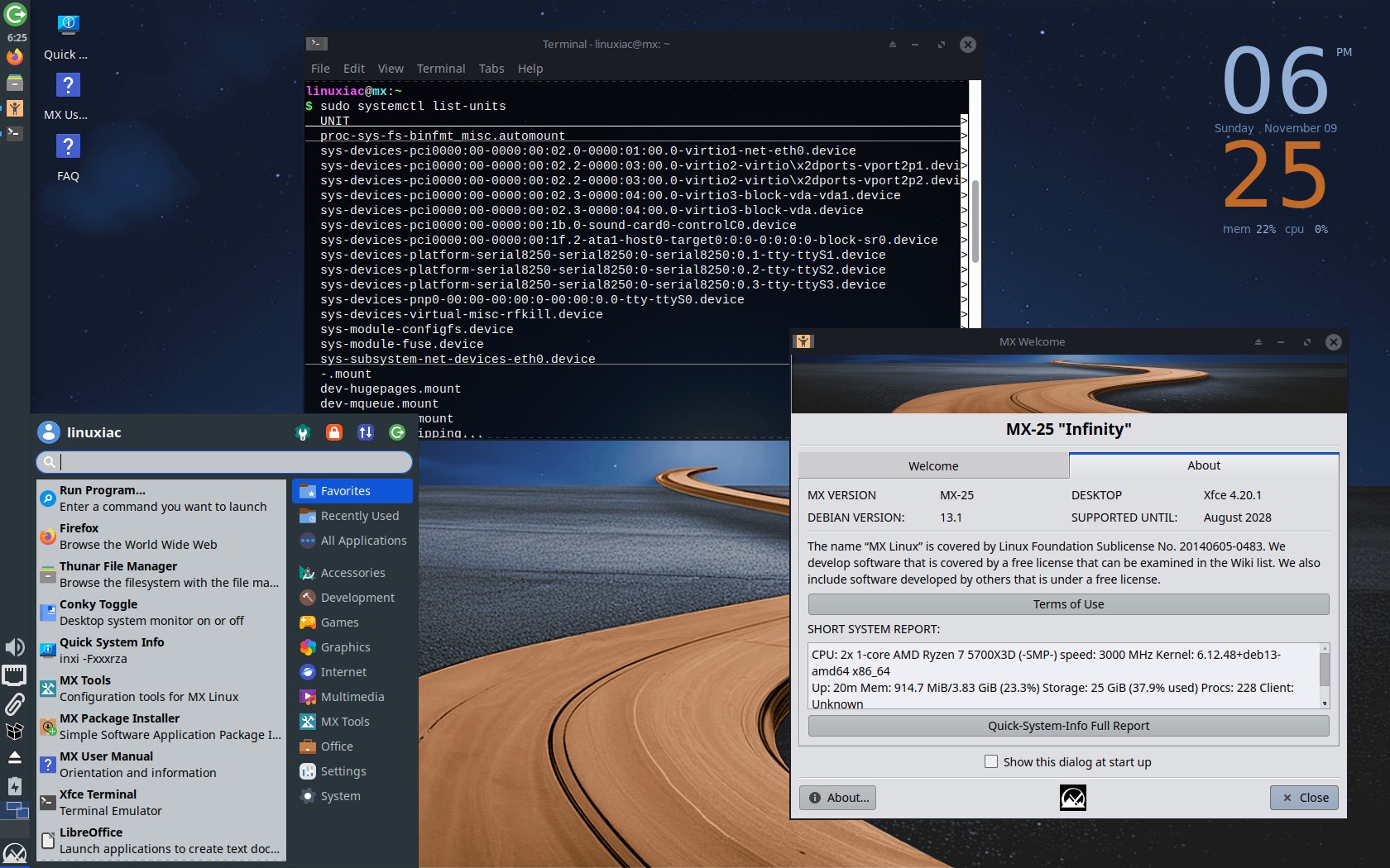 MX Linux 25 Xfce 版本