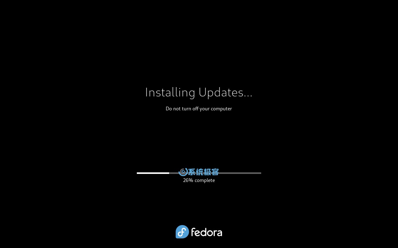 查看升级进度，并等待 Fedora 更新完成