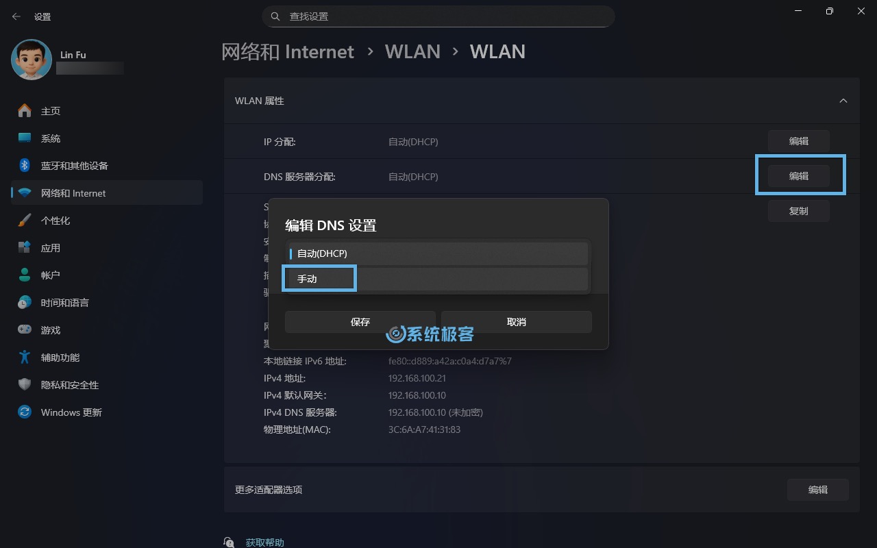 手动设置 Windows 11 DNS