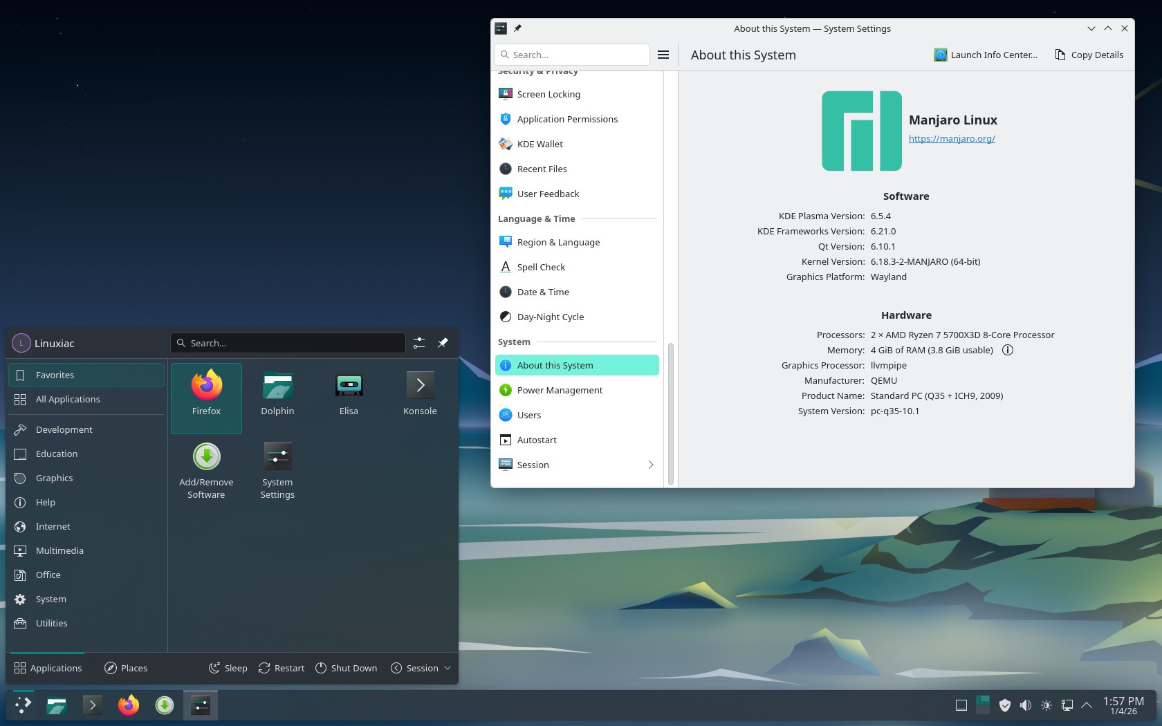 Manjaro 26 KDE 桌面