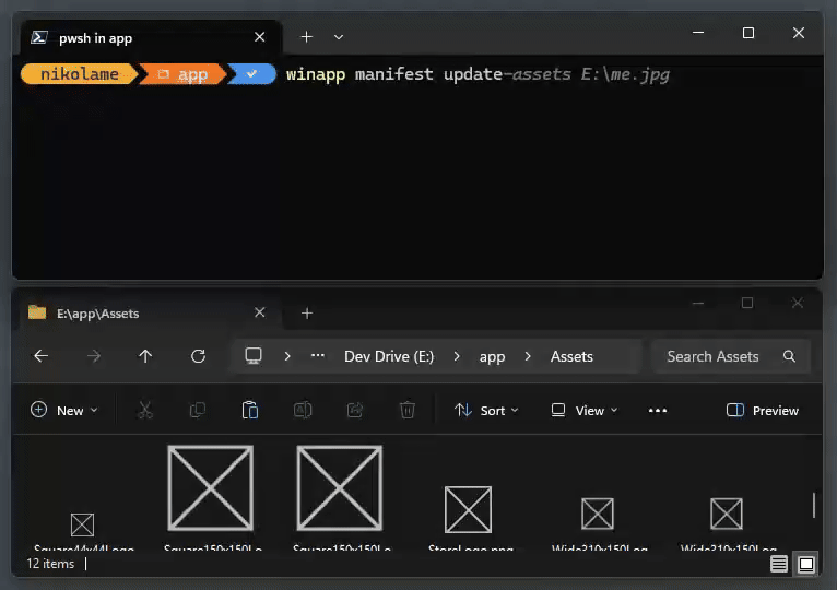 WinApp CLI 自动填充appxmanifest.xml