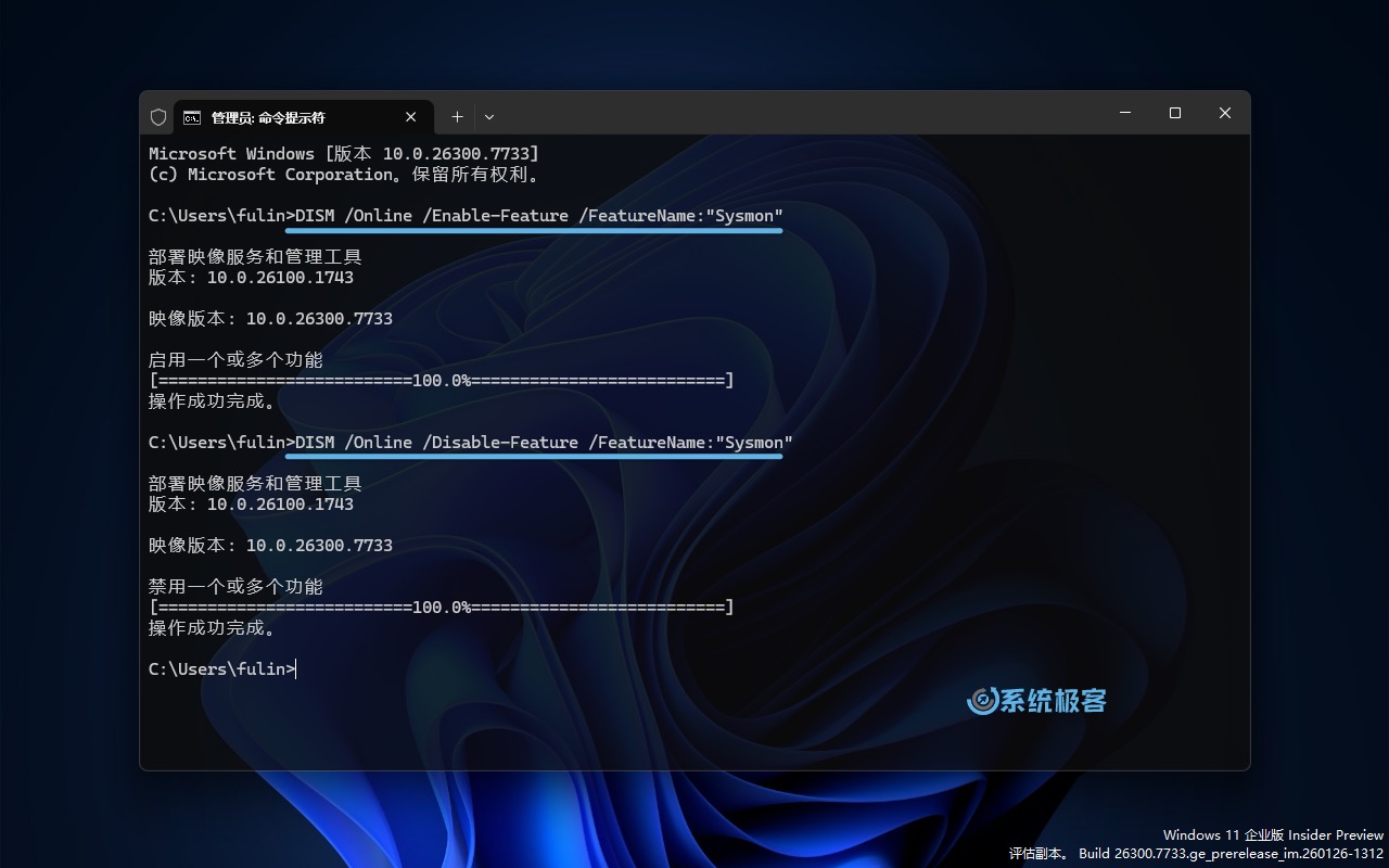 通过 DISM 安装和卸载 Sysmon