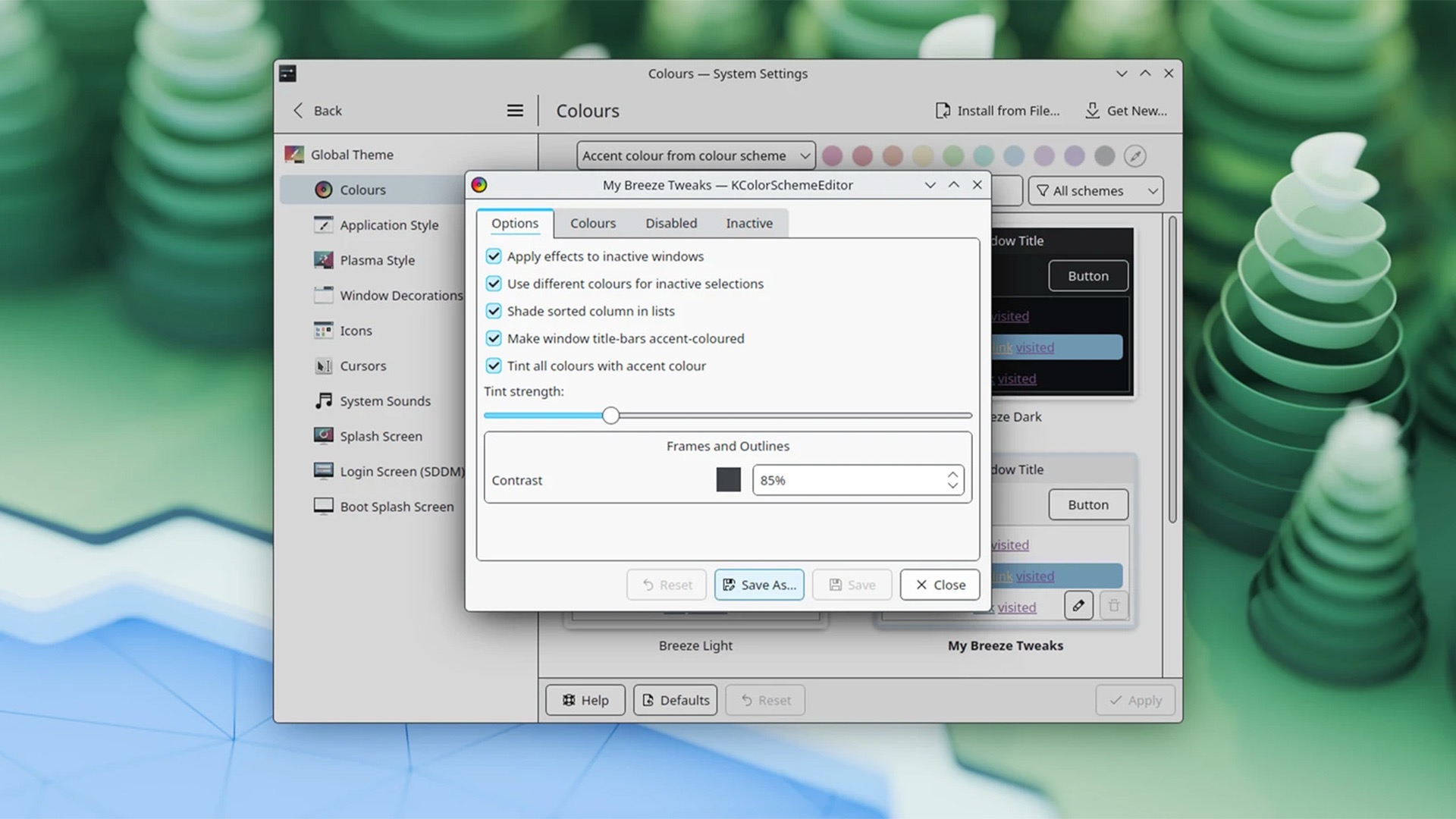 调整深色或浅色的 UI 框架和边框
