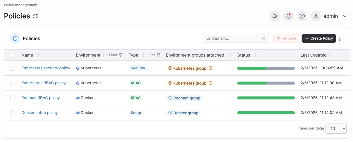 Portainer 2.39 LTS 策略列表