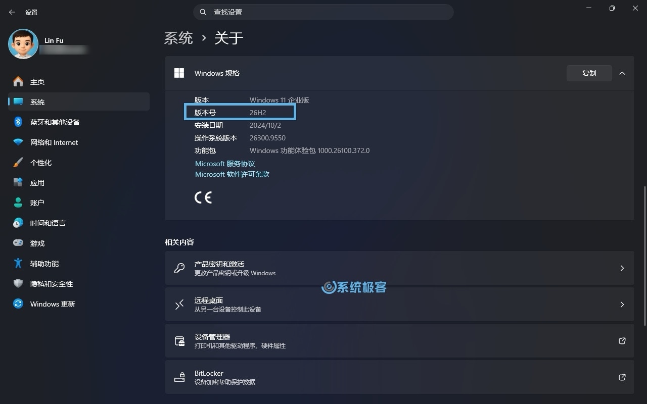 在 Windows 规格中查看版本号